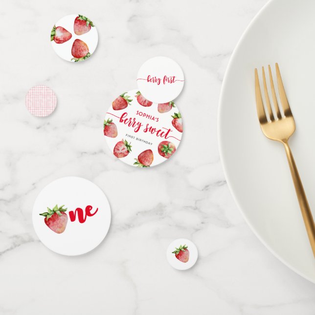 Strawberry First Birthday Berry Sweet Konfetti (Gruppe)
