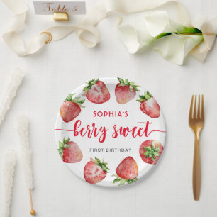 Strawberry First Birthday Berry Sweet Pappteller