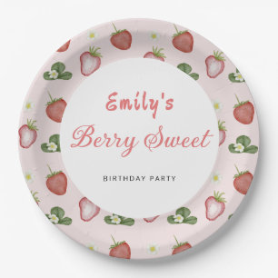Strawberry First Birthday Girl Party Pappteller