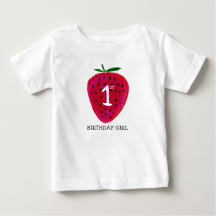 Strawberry First Birthday Girl T - Shirt