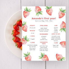 Strawberry First Birthday Milestone Geburtstag Poster