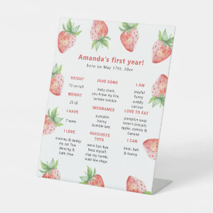 Strawberry First Birthday Milestone Geburtstag Sockelschild
