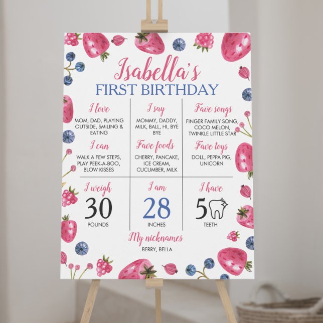 Strawberry First Birthday Milestone Sign Poster (Von Creator hochgeladen)