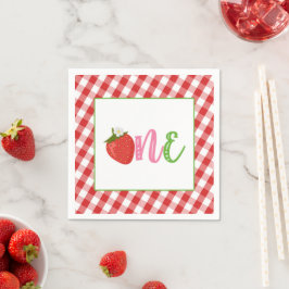 Strawberry First Birthday Napkin - ONE Serviette