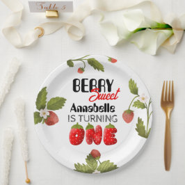 Strawberry First Birthday Pappteller