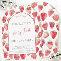 Strawberry First Birthday Party Arch