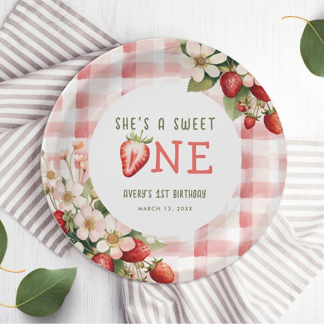 Strawberry First Birthday Party Berry Pappteller (Von Creator hochgeladen)