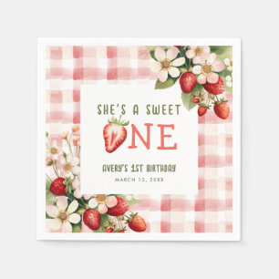 Strawberry First Birthday Party Berry Serviette