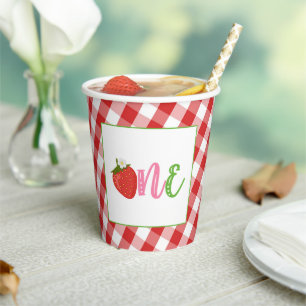 Strawberry First Birthday Party Cup Pappbecher