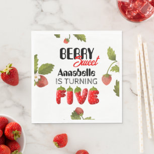 Strawberry Five Geburtstag Serviette