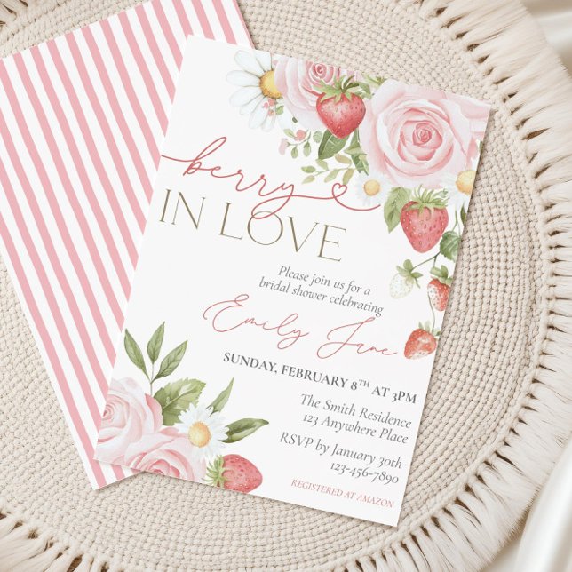 Strawberry Floral Bridal Shower Invite, Berry In  Einladung (Von Creator hochgeladen)