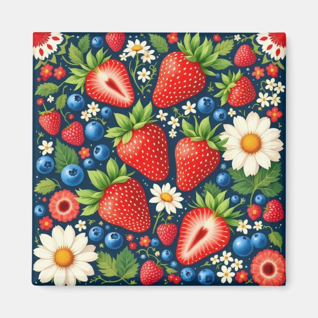 strawberry floral magnet (Vorne)