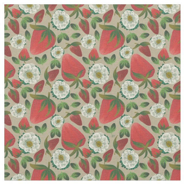 Strawberry Floral Muster Stoff (Nahaufnahme)