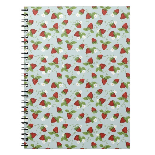 Strawberry Floral Whimsical Spiral Bound Notebook Notizblock (Vorderseite)