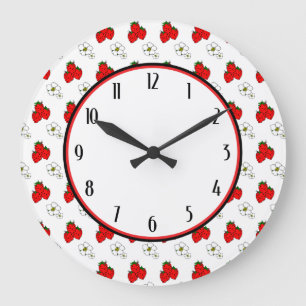 Strawberry Flowers Retro Kitchen Wall Clock Große Wanduhr