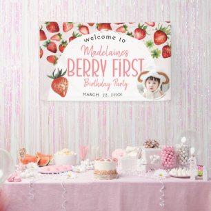 Strawberry Foto Willkommen Berry Erster Geburtstag Banner