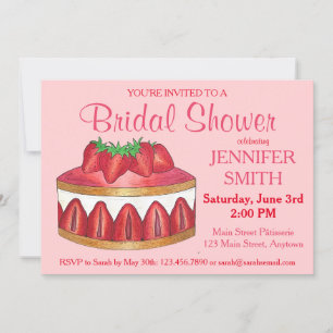 Strawberry Fraisier Cake Wedding Brautparty Einladung