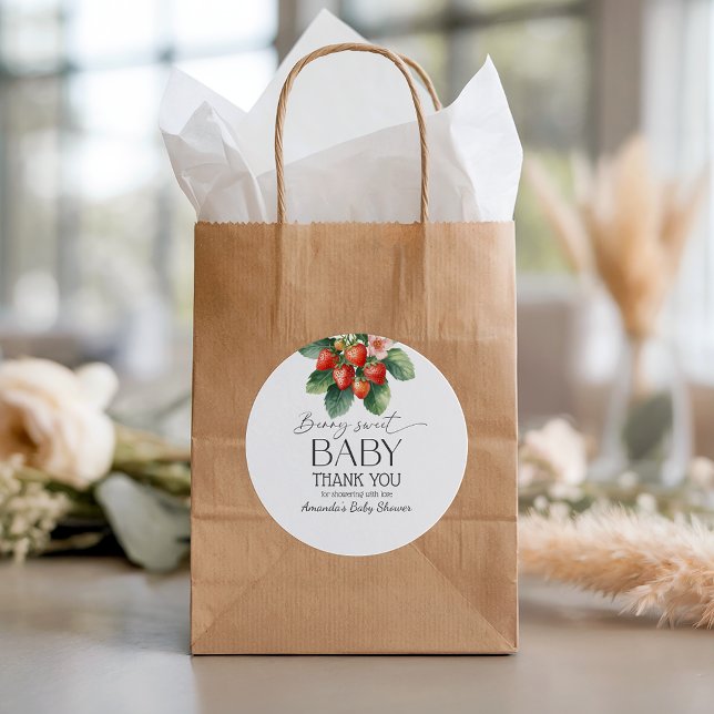 Strawberry Fresh Market Berry Sweet Baby Shower Runder Aufkleber (Von Creator hochgeladen)