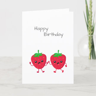 Strawberry friend Happy Birthday Card Dankeskarte