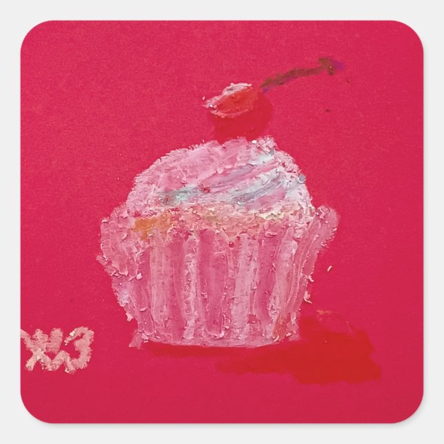 Strawberry Frosting Quadratischer Aufkleber (Vorderseite)