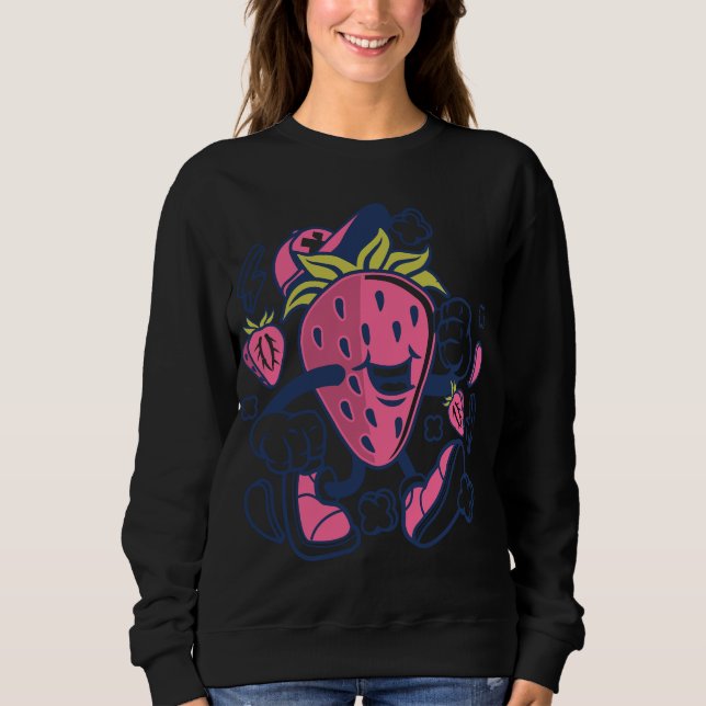 Strawberry Fruchtkartoon Charakter Funny Sweatshirt (Vorderseite)
