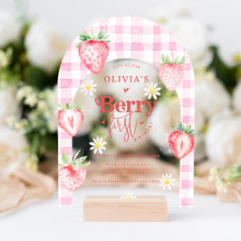 Strawberry Fruit Daisy Berry First Birthday Arch Acryleinladungen