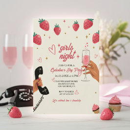 Strawberry Galentine's Girls Night Party  Einladung