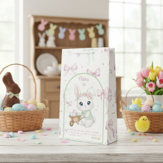 Strawberry Gaze Bunny - Cute Anime Eyes & Ribbon Mittlere Geschenktüte