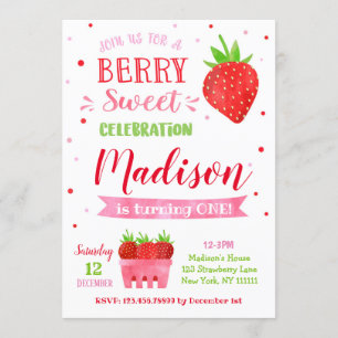 Strawberry Geburtstagsparty Einladungen