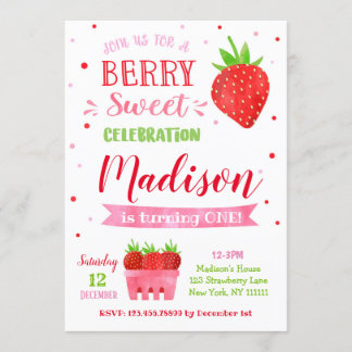 Strawberry Geburtstagsparty Einladungen
