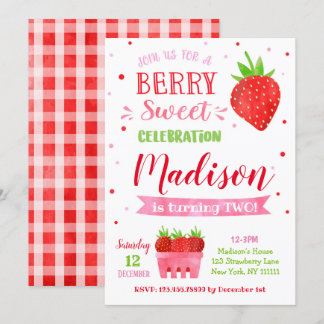 Strawberry Geburtstagsparty Einladungen