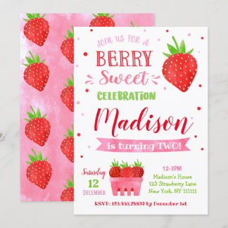 Strawberry Geburtstagsparty Einladungen