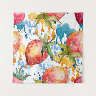 Strawberry gesundes Essen. Waterfarbe Wandteppich