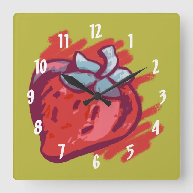 Strawberry Gifts Quadratische Wanduhr (Vorderseite)