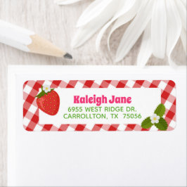 Strawberry Gingham Address Label