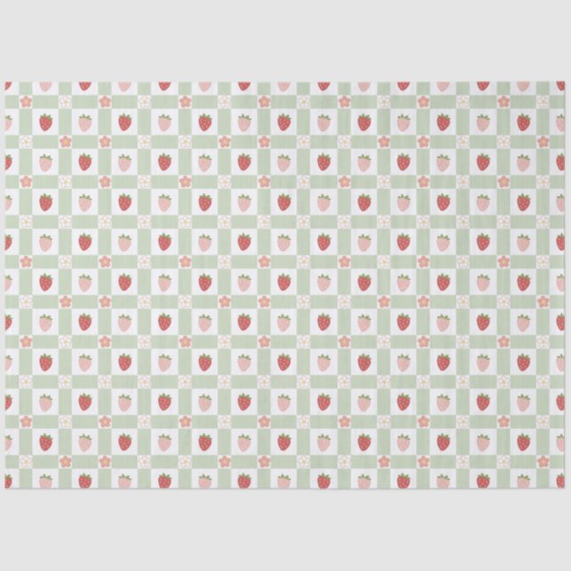 Strawberry Gingham Berry Themed Seidenpapier (Vorderseite)