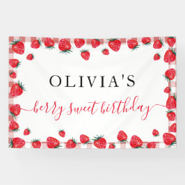 Strawberry Gingham Birthday Party Große Banner