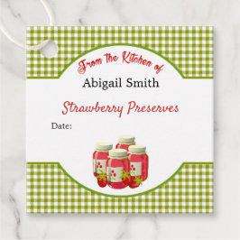 Strawberry Gingham Canning Jar Hang Tag Geschenkanhänger