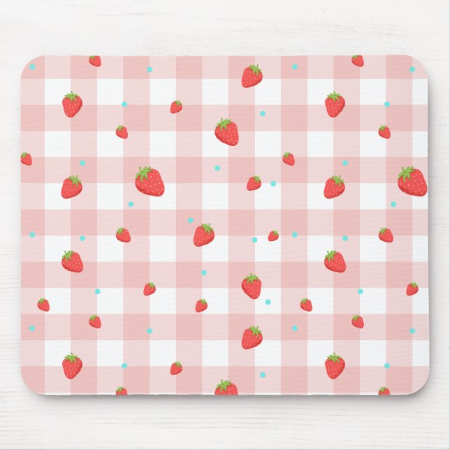 Strawberry Gingham Mouse Pad Mousepad (Vorne)