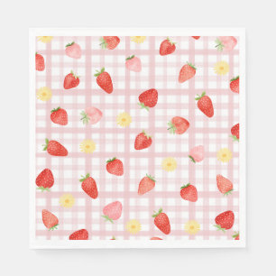 Strawberry Gingham Paper Napkins Serviette