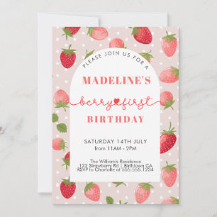 Strawberry Girl 1. Geburtstag Einladung