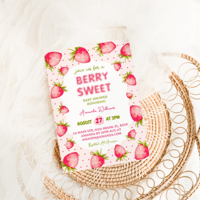 Strawberry Girl Baby Dusche Einladung (Von Creator hochgeladen)