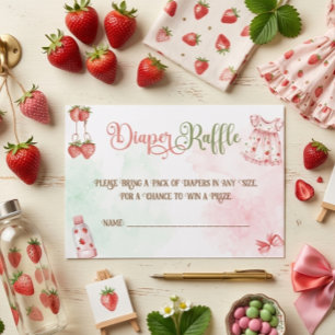 Strawberry Girl Baby Duwer Diaper Raffle Begleitkarte
