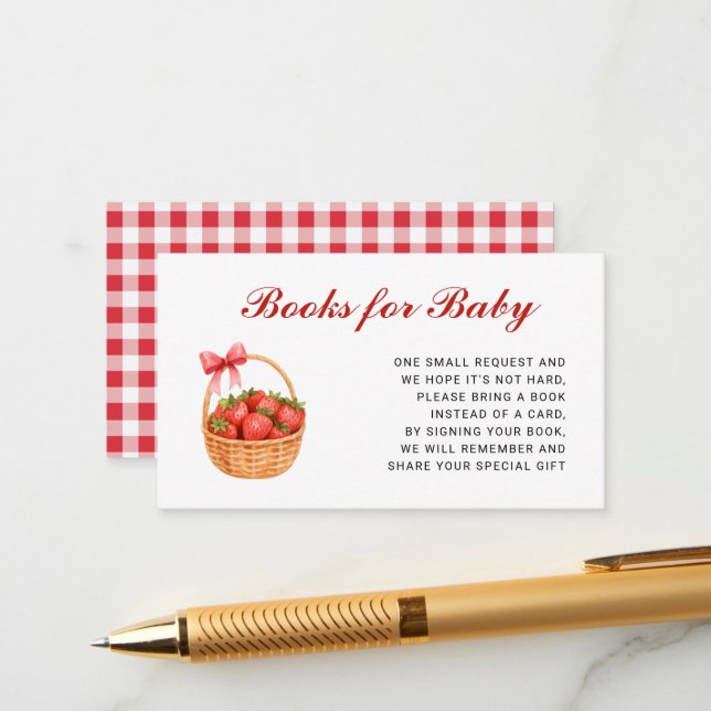 Strawberry Girl Baby Shower Books For Baby Begleitkarte (Vorderseite/Rückseite Beispiel)