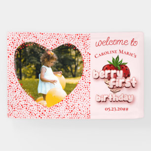 Strawberry Girl Berry Erster Geburtstag Foto Banner