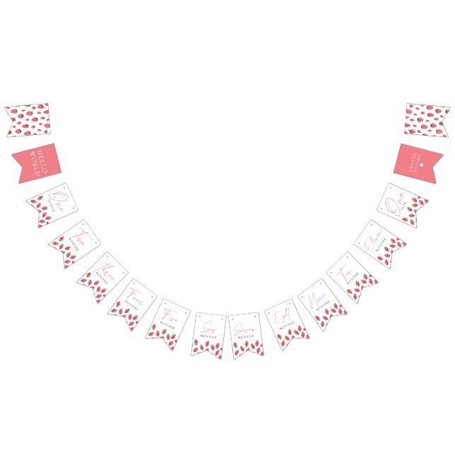 Strawberry Girl Berry Erster Geburtstag Meilenstei Wimpelkette (Alle)