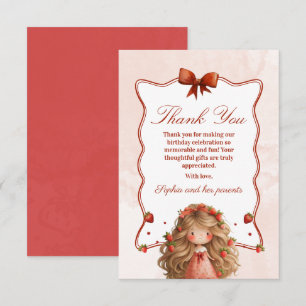 Strawberry Girl Birthday Danke-Karte Dankeskarte