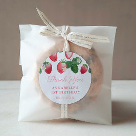 Strawberry Girl Birthday Party Danke für Ihre Unte Runder Aufkleber