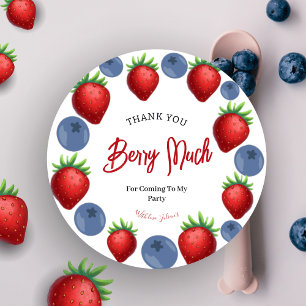 Strawberry Girl Birthday Vielen Dank Runder Aufkleber