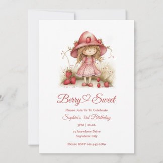 Strawberry Girl Party Einladung